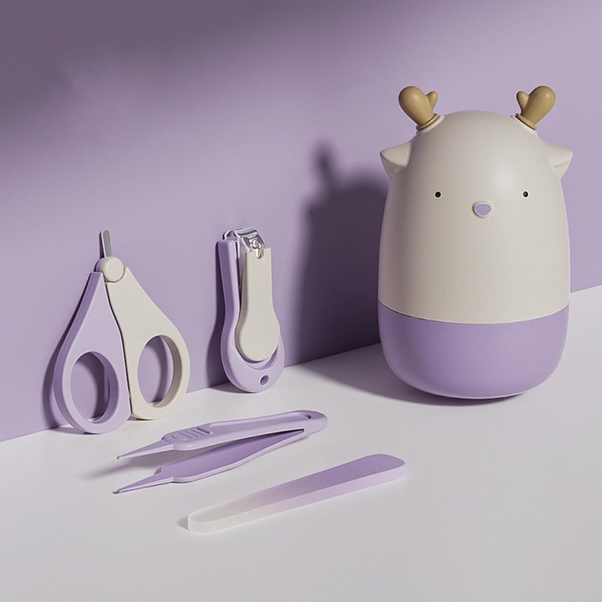 Set 4in1 de Ingrijire Unghii pentru Bebelusi, Embo, Cutie de Depozitare Tip Cerb, 0-6 Ani, 11 x 6 x 11 cm, Mov - imagine 6