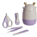 Set 4in1 de Ingrijire Unghii pentru Bebelusi, Embo, Cutie de Depozitare Tip Cerb, 0-6 Ani, 11 x 6 x 11 cm, Mov