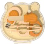 Set Ingrijire Unghii pentru Bebelusi, Embo, Cutie de Depozitare in Forma de Ursulet, 10 x 9.5 cm, Galben