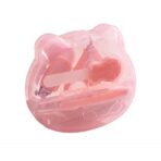 Set Ingrijire Unghii pentru Bebelusi, Embo, Cutie de Depozitare in Forma de Ursulet, 10 x 9.5 cm, Roz