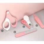 Set 4in1 de Ingrijire Unghii pentru Bebelusi, Embo, Cutie de Depozitare Transparenta, 0-6 Ani, 13.6x8x2 cm, Roz - imagine 2