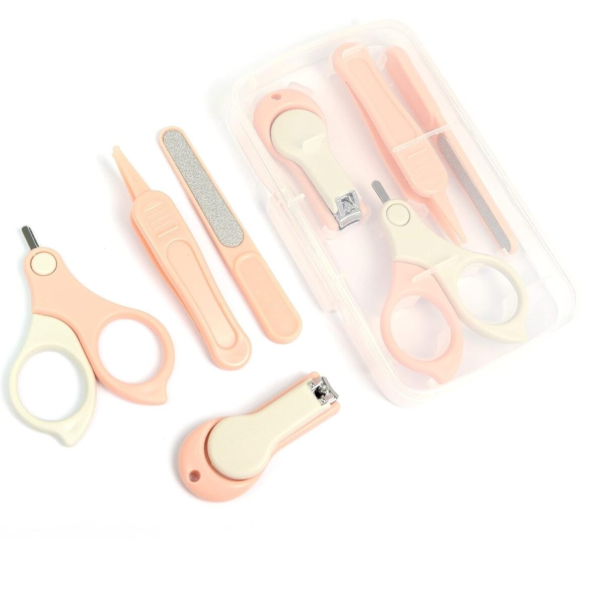 Set 4in1 de Ingrijire Unghii pentru Bebelusi, Embo, Cutie de Depozitare Transparenta, 0-6 Ani, 13.6x8x2 cm, Roz - imagine 6