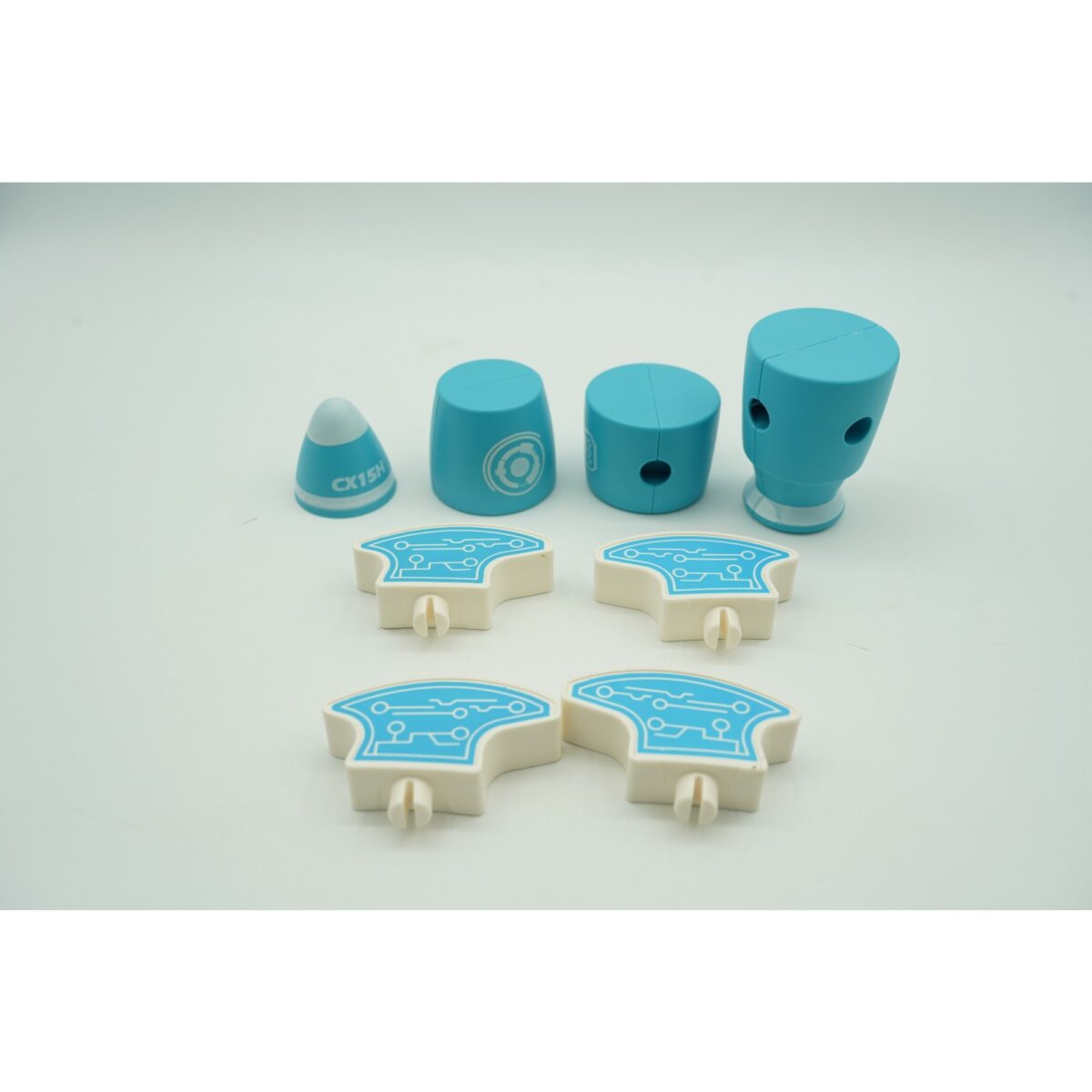 Set inteligent de blocuri magnetice pentru copii, 8 piese, cutie depozitare, racheta, albastru - imagine 3