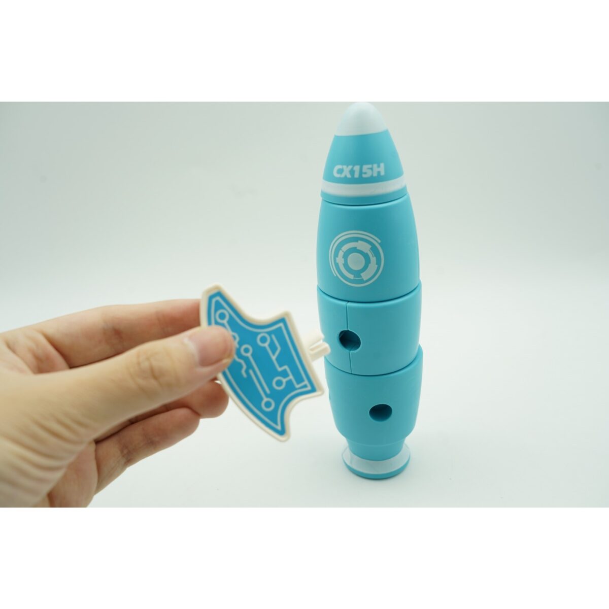 Set inteligent de blocuri magnetice pentru copii, 8 piese, cutie depozitare, racheta, albastru - imagine 2