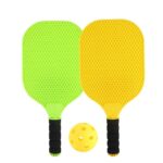 Set Joc de Ping-Pong, Embo, 2 Palete, 1 Minge, + 6 Ani, 37.5 x 18 x 3 cm, Galben/Verde