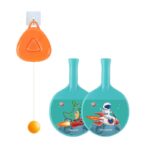 Set Palete pentru Tenis de Masa, Embo, pentru Copii, Accesoriu de Agatat Inclus, 2 Mingi, Design Animat, Albastru