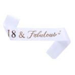 Set 2 Piese pentru Majorat, Embo, 15 x 13 x 5 cm, Coronita Printesa Rose si Panglica 18&Fabulous, Alb - imagine 5