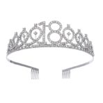 Set 2 Piese pentru Majorat, Embo, 15 x 13 x 5 cm, Coronita Printesa Silver si Panglica 18&Fabulous, Negru - imagine 6