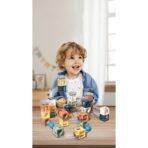 Set piese magnetice de constructie, Embo, Cu tobogane si bile, 41 piese, Multicolor - imagine 2
