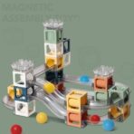 Set piese magnetice de constructie, Embo, Cu tobogane si bile, 41 piese, Multicolor - imagine 3