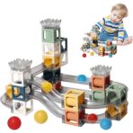 Set piese magnetice de constructie, Embo, Cu tobogane si bile, 41 piese, Multicolor - imagine 7