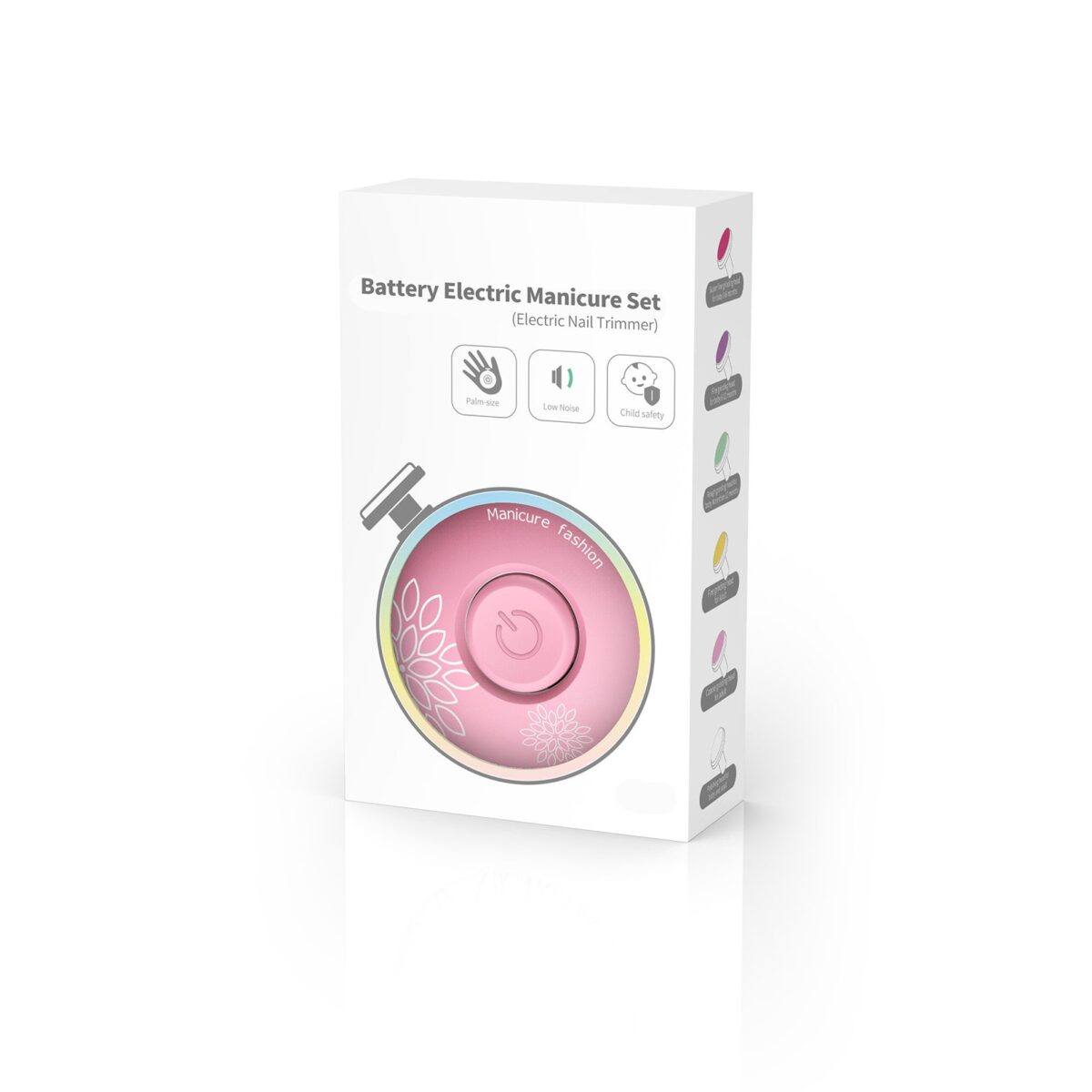 Set Pila Electrica cu Baterie, Embo, pentru Copii si Bebelusi, din ABS, 6 Accesorii, Model cu Flori, 6.5 x 1.8 cm, Roz - imagine 4