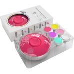 Set Pila Electrica pentru Copii si Bebelusi, Embo, ABS, Incarcare USB, Model cu Flori, 6 Accesorii, cu Lumina LED, Fucsia - imagine 2