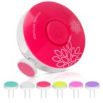 Set Pila Electrica pentru Copii si Bebelusi, Embo, ABS, Incarcare USB, Model cu Flori, 6 Accesorii, cu Lumina LED, Fucsia - imagine 5