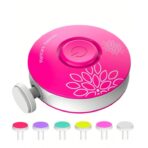 Set Pila Electrica pentru Copii si Bebelusi, Embo, ABS, Incarcare USB, Model cu Flori, 6 Accesorii, cu Lumina LED, Fucsia