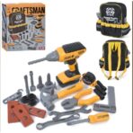 Set Scule de Jucarie pentru Copii, Embo, Ghiozdan cu Bormasina si Accesorii Incluse, 28 Piese, Material Plastic Durabil, Interactiv, +3 Ani, 30.5x25x11 cm, Negru/Portocaliu - imagine 4