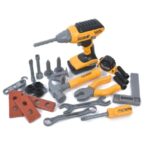 Set Scule de Jucarie pentru Copii, Embo, Ghiozdan cu Bormasina si Accesorii Incluse, 28 Piese, Material Plastic Durabil, Interactiv, +3 Ani, 30.5x25x11 cm, Negru/Portocaliu - imagine 6