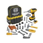 Set Scule de Jucarie pentru Copii, Embo, Ghiozdan cu Bormasina si Accesorii Incluse, 28 Piese, Material Plastic Durabil, Interactiv, +3 Ani, 30.5x25x11 cm, Negru/Portocaliu - imagine 8