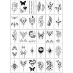 Set 30 Tatuaje Temporare, Embo, pe Baza de Apa, Model 1, Negru