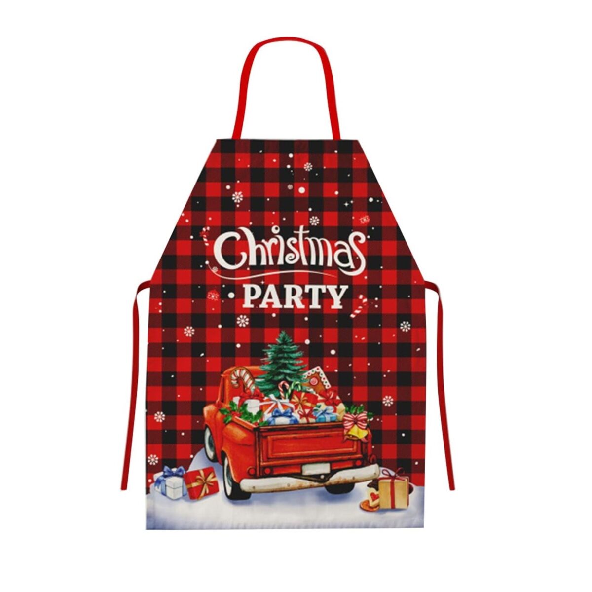 Sort de Bucatarie Decorativ, Embo, Tema Craciun, 50 x 70 cm, Model Christmas Party, din Poliester, Rosu - imagine 3