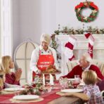 Sort de Bucatarie Decorativ, Embo, Tema Craciun, 50 x 70 cm, Model Merry Christmas, din Poliester, Rosu - imagine 4
