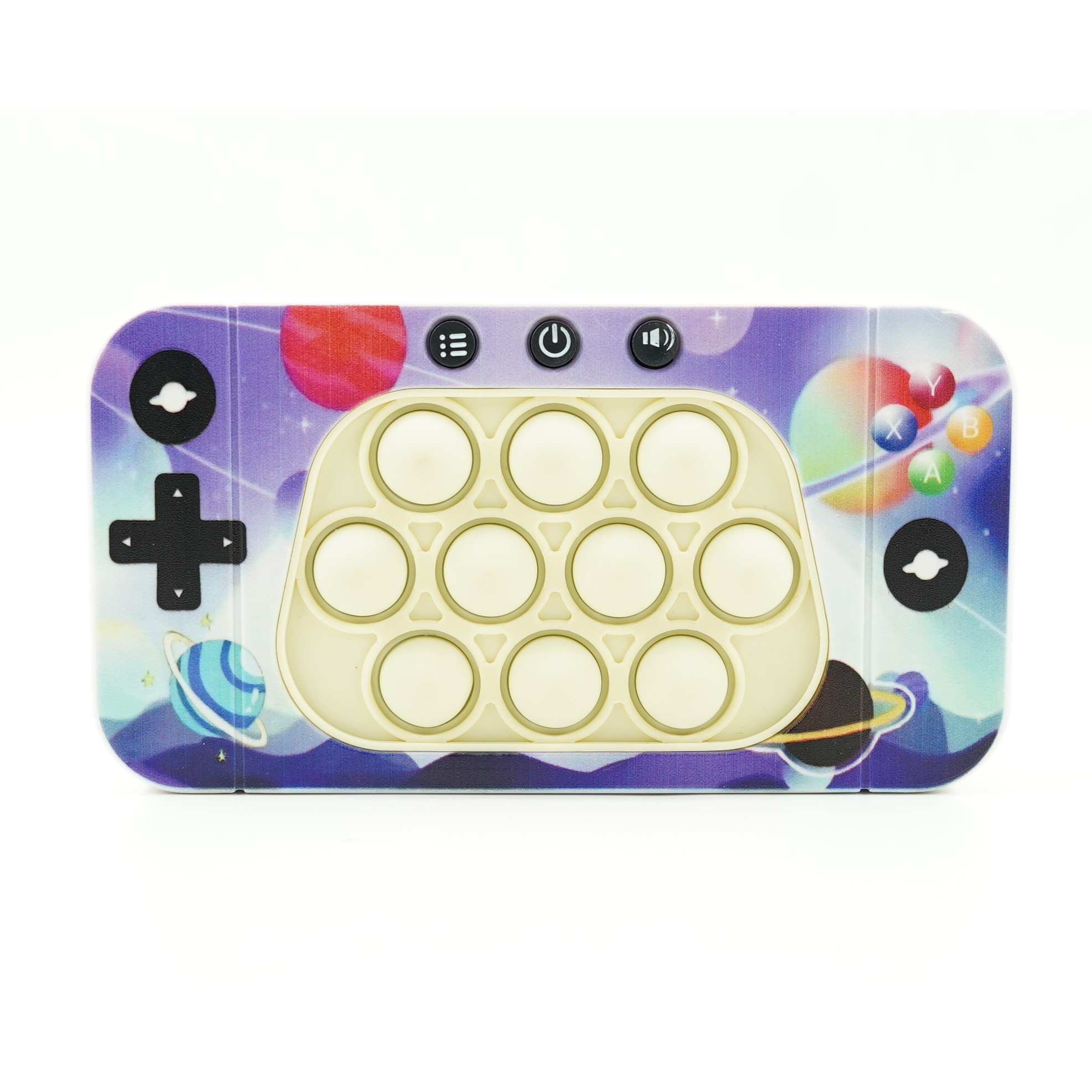 speed-push-whack-a-mole-game-machine-space-starry-sky-main-64e5d83396c94.jpg Jucarie interactiva tip consola pentru copii Embo, speed push whack-a-mole, joc de viteza pop it, material ABS/silicon, cu nivele, sunete si lumini, 15.5 x 7.6 x 5.3 cm, model spatiu, multicolor - imagine 1