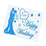 Sticker Autocolant, Embo, Tematica Nunta, Model Scris Happy Wedding, 21x29 cm, Albastru - imagine 3