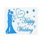 Sticker Autocolant, Embo, Tematica Nunta, Model Scris Happy Wedding, 21x29 cm, Albastru - imagine 5