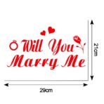 Sticker Autocolant, Embo, Tematica Nunta, Model Scris Will You Marry Me, 21x29 cm, Rosu - imagine 4