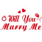 Sticker Autocolant, Embo, Tematica Nunta, Model Scris Will You Marry Me, 21x29 cm, Rosu