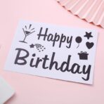 Sticker Autocolant pentru Baloane, Embo, Tematica Aniversare, Model Happy Birthday, 29x21 cm, Negru - imagine 2