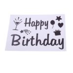Sticker Autocolant pentru Baloane, Embo, Tematica Aniversare, Model Happy Birthday, 29x21 cm, Negru