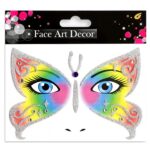 Sticker Temporar pentru Fata, Embo, pentru Machiaj, Face Art, Halloween, Teatru, Model Fluture, Multicolor