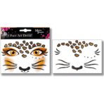 Sticker Temporar pentru Fata, Embo, pentru Machiaj, Face Art, Halloween, Teatru, Model Leopard, Maro - imagine 3