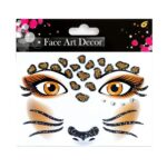 Sticker Temporar pentru Fata, Embo, pentru Machiaj, Face Art, Halloween, Teatru, Model Leopard, Maro
