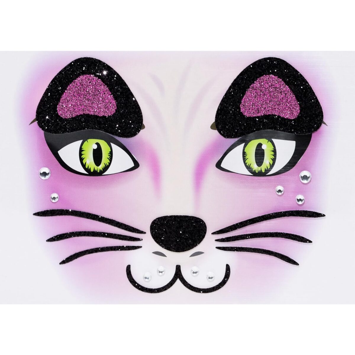 Sticker Temporar pentru Fata, Embo, pentru Machiaj, Face Art, Halloween, Teatru, Model Pisica, Mov - imagine 5