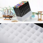 Suport De Depozitare, Embo, pentru Markere, Suport Pentru Stilouri, Cutie De Depozitare pentru Birou, Multi-Functionala, 80 Spatii, Alb/Negru - imagine 5