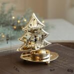 Suport Decorativ pentru Lumanare de Craciun, Embo, Model Brad Auriu din Art Metal, pentru Masa fara Agatare, 10.5 x 9 x 7.5 cm, Auriu - imagine 2