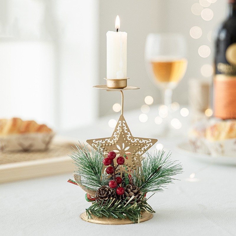 suport-decorativ-pentru-lumanare-de-craciun-flippy-ornament-pentru-lumanare-model-stea-aurie-cu-cren-main-68bffe4f05af6.jpg Suport Decorativ pentru Lumanare de Craciun, Embo, Ornament pentru Lumanare, Model Stea Aurie cu Crengute de Brad, din Art Metal, pentru Masa, fara Lumanare 15 x 8 cm, Auriu - imagine 1