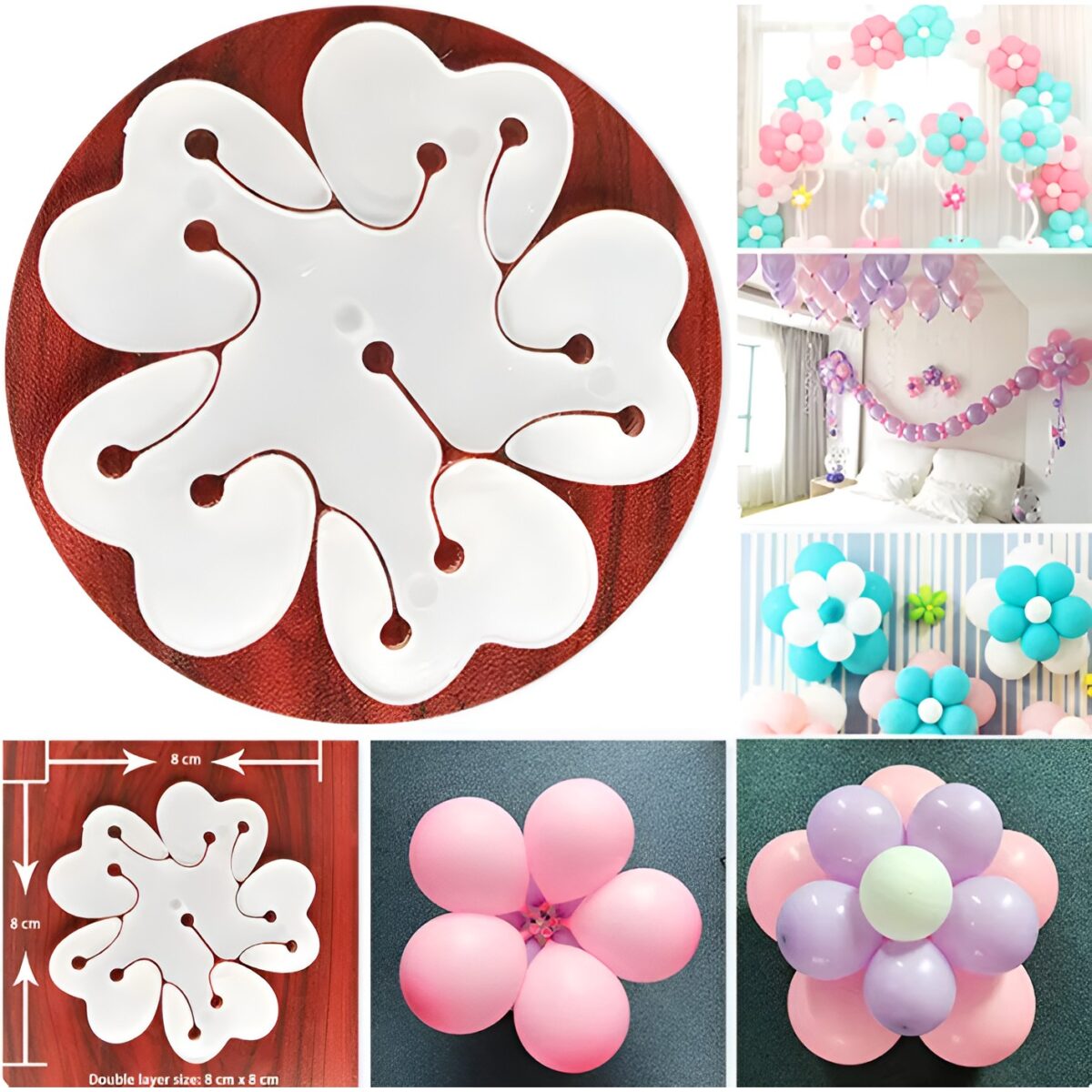 Suport pentru Baloane, Embo, Care Formeaza o Floare, cu Doua Straturi, pentru 11 Baloane, 8x8cm, 4.6g - imagine 6