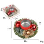 Suport pentru Lumanare de Craciun, Embo, Model Cupa cu 2 Globutele Rosii, Sfesnic de Tip Ghirlanda, Decoratiune pe Masa de Craciun, 12 x 12 x 6 cm, Rosu - imagine 2