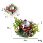 Suport pentru Lumanare de Craciun, Embo, Model Glob pentru Brad 2 Conuri, Sfesnic de Tip Ghirlanda, Decoratiune pe Masa de Craciun, 12 x 12 x 6 cm, Rosu - imagine 2