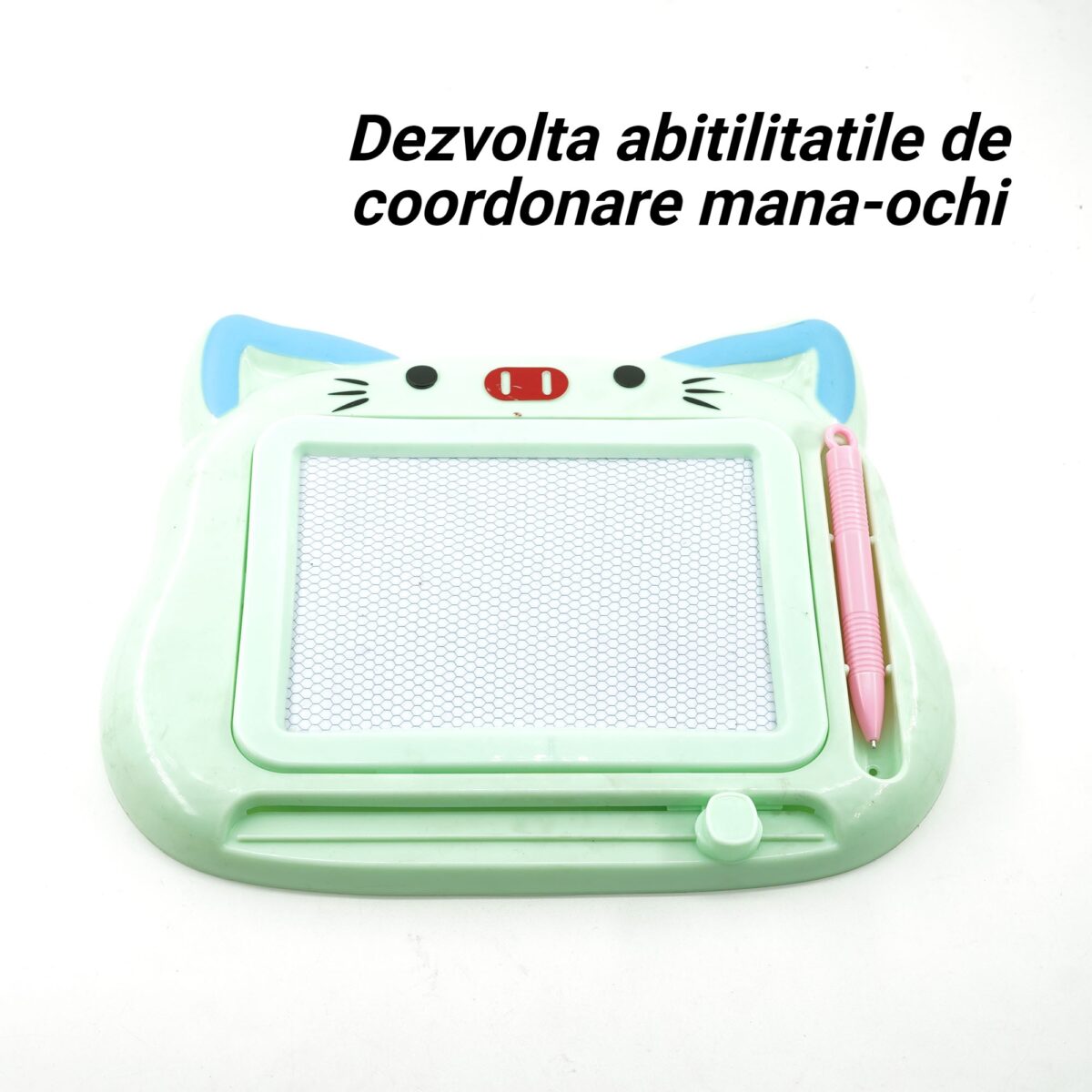 Tablita Magnetica de Scris si Desenat, Embo, Model Pisica, cu Creion, Dimensiuni 23.2x18.5 cm, Suprafata Desen 14.6x10.4 cm, Dezvolta Imaginatia si Creativitatea, Incurajeaza Exersarea Scrisului, Verde - imagine 4