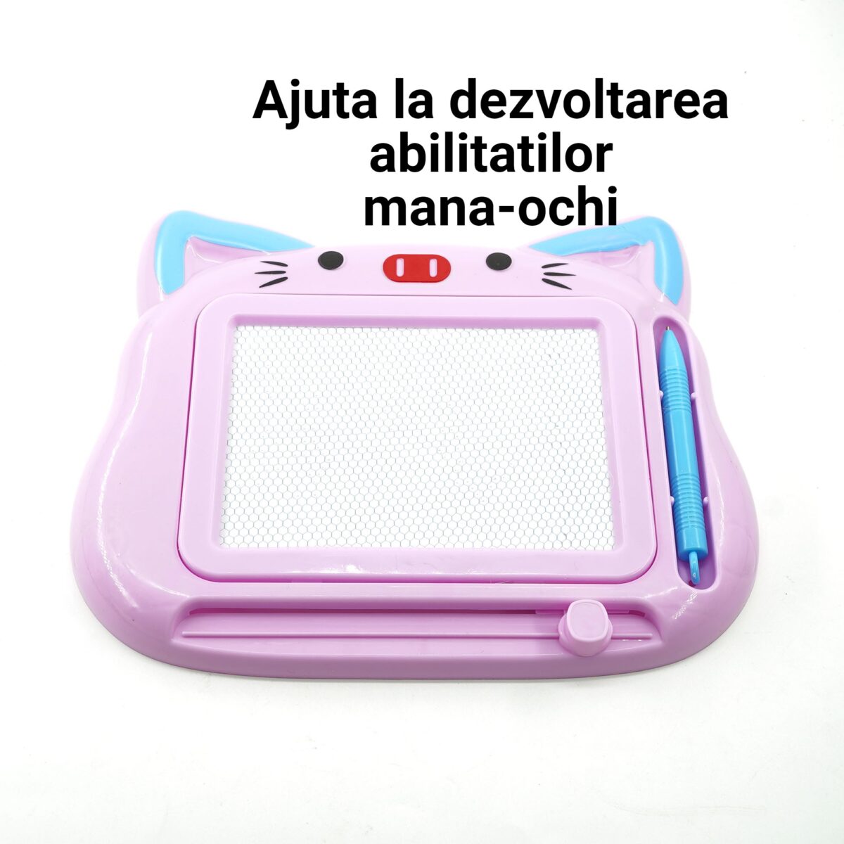 Tablita Magnetica de Scris si Desenat, Embo, Model Pisica, cu Creion, Dimensiuni 23.2x18.5 cm, Suprafata Desen 14.6x10.4 cm, Dezvolta Imaginatia si Creativitatea, Incurajeaza Exersarea Scrisului, Mov - imagine 4