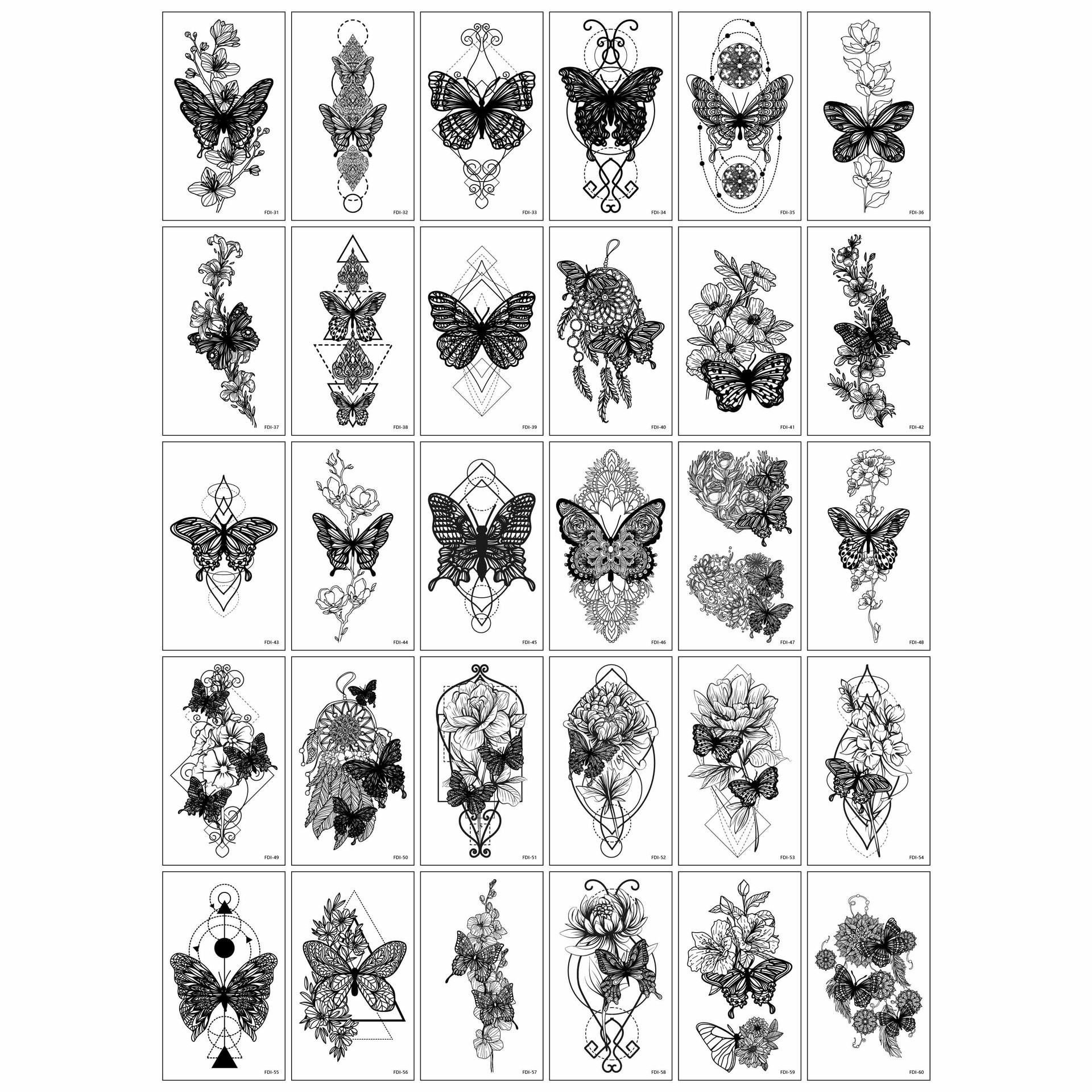 tattoo-sticker-3d-black-butterfly-c-30-different-styles-main-669624510a368.jpg Set 30 Tatuaje Temporare, Embo, pe Baza de Apa, Model 3, Negru - imagine 1