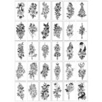 Set 30 Tatuaje Temporare, Embo, pe Baza de Apa, Model 4, Negru