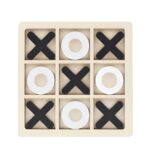 Jucarie Montessori Tic Tac Toe, Embo, Educativa, Interactiva, din lemn, X si O, 9 Piese, 14.3x14.3 cm, Negru Alb