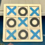 Jucarie Montessori Tic Tac Toe, Embo, Educativa, Interactiva, din lemn, X si O, 9 Piese, 14.3x14.3 cm, Albastru Negru - imagine 4