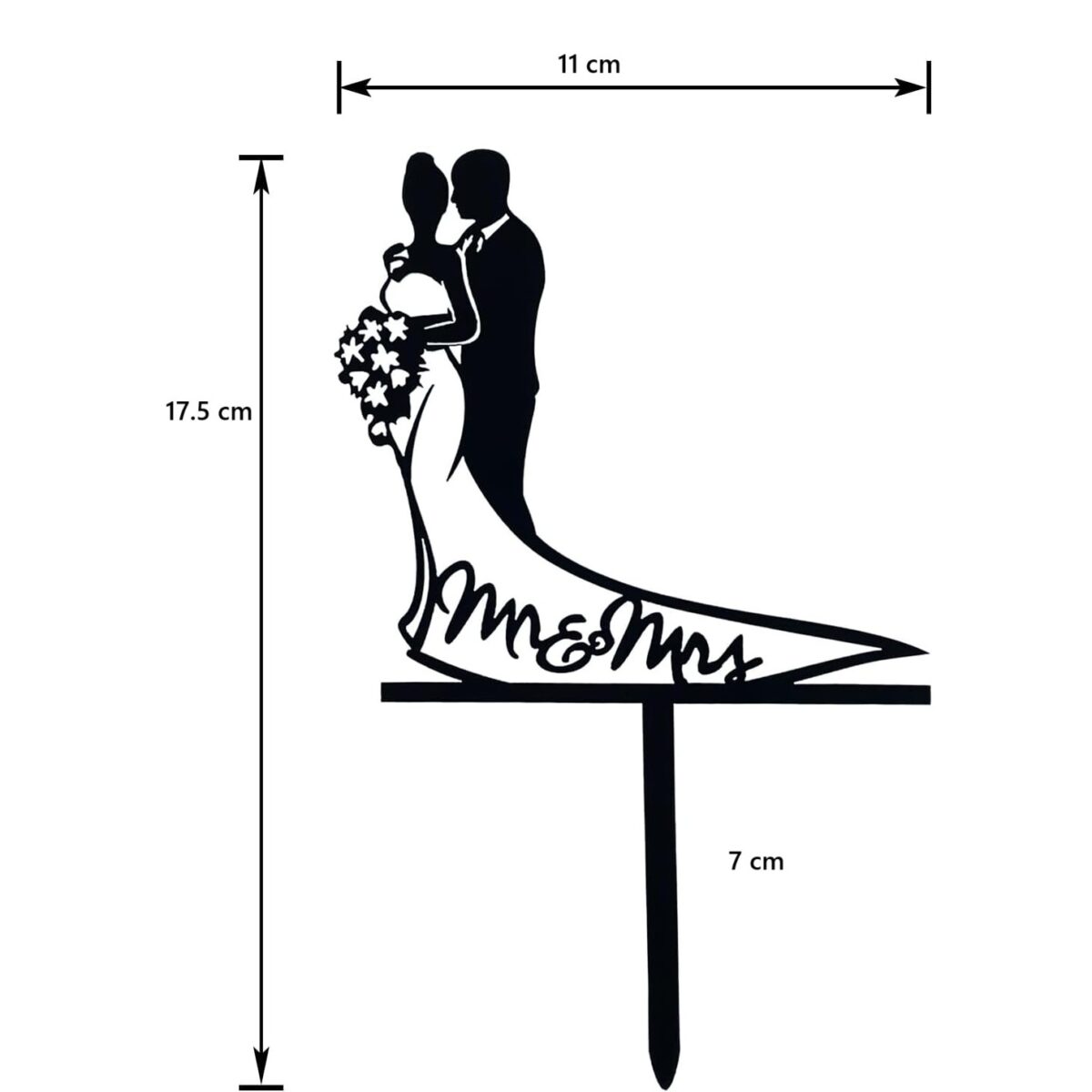 Topper Tort, Embo, Model 1 Mr&Mrs,  17.5 x 11 cm, Negru - imagine 2