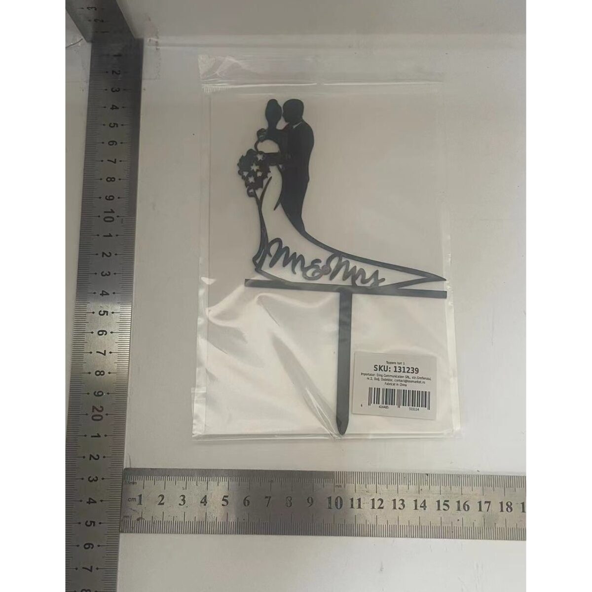 Topper Tort, Embo, Model 1 Mr&Mrs,  17.5 x 11 cm, Negru - imagine 5